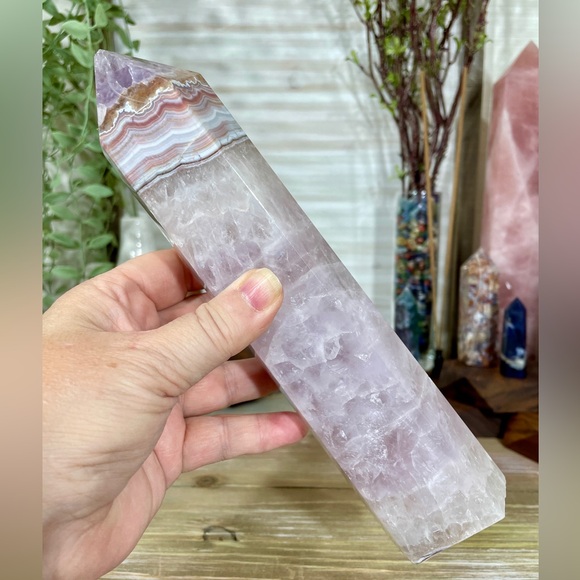 1047 Blue Agate with Purple Amethyst Crystal Tower - Large 8-1/2 Inches Tall - Picture 14 of 14